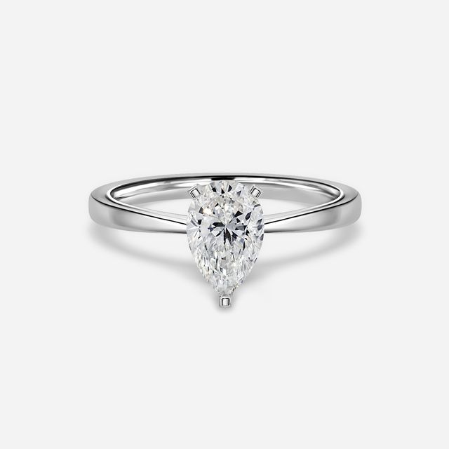 Firefly Solitaire Platinum Plain Band Bridal Set Engagement Ring