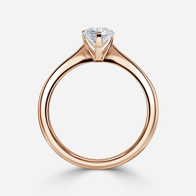 Firefly Solitaire Rose Gold Plain Band Bridal Set Engagement Ring