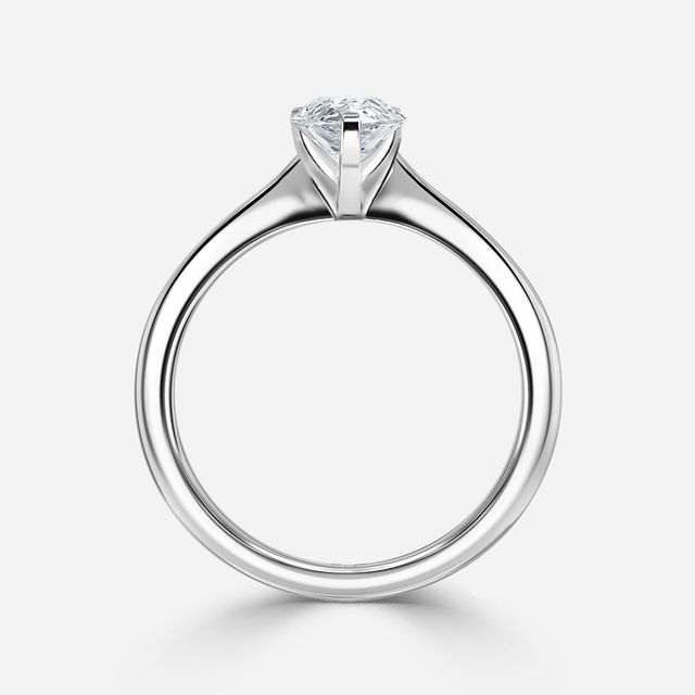 Firefly Solitaire Platinum Plain Band Bridal Set Engagement Ring