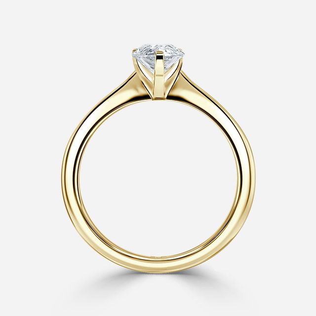 Firefly Solitaire Yellow Gold Pavé Band Bridal Set Engagement Ring