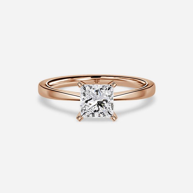 Firefly Solitaire Rose Gold Plain Band Bridal Set Engagement Ring