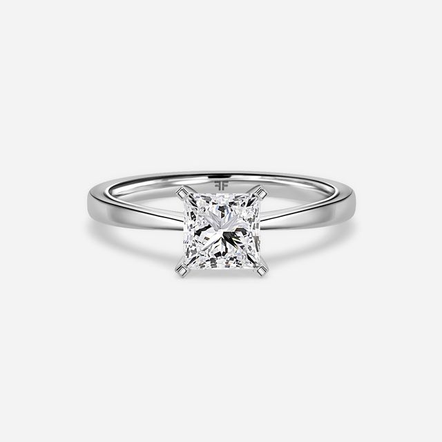 Firefly Solitaire White Gold Plain Band Bridal Set Engagement Ring