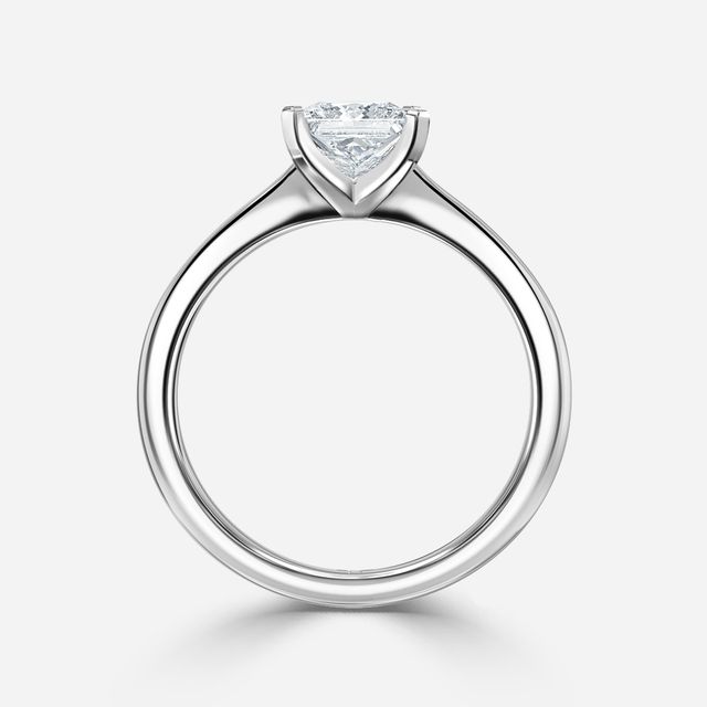 Firefly Solitaire White Gold Plain Band Bridal Set Engagement Ring