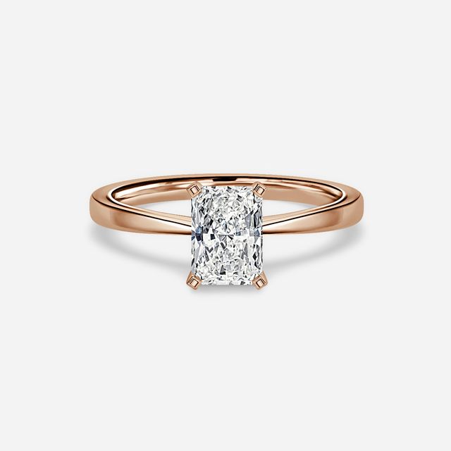 Firefly Solitaire Rose Gold Plain Band Bridal Set Engagement Ring