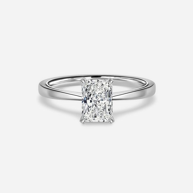 Firefly Solitaire Platinum Plain Band Bridal Set Engagement Ring