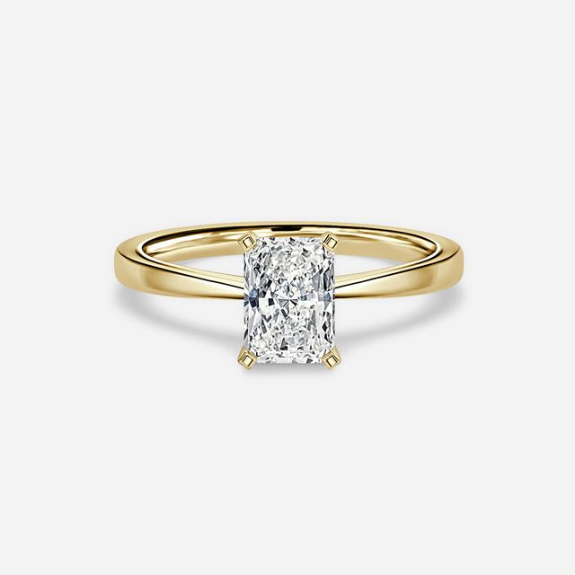 Firefly Solitaire Yellow Gold Plain Band Bridal Set Engagement Ring