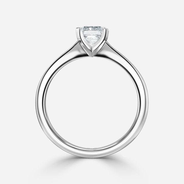 Firefly Solitaire Platinum Plain Band Bridal Set Engagement Ring