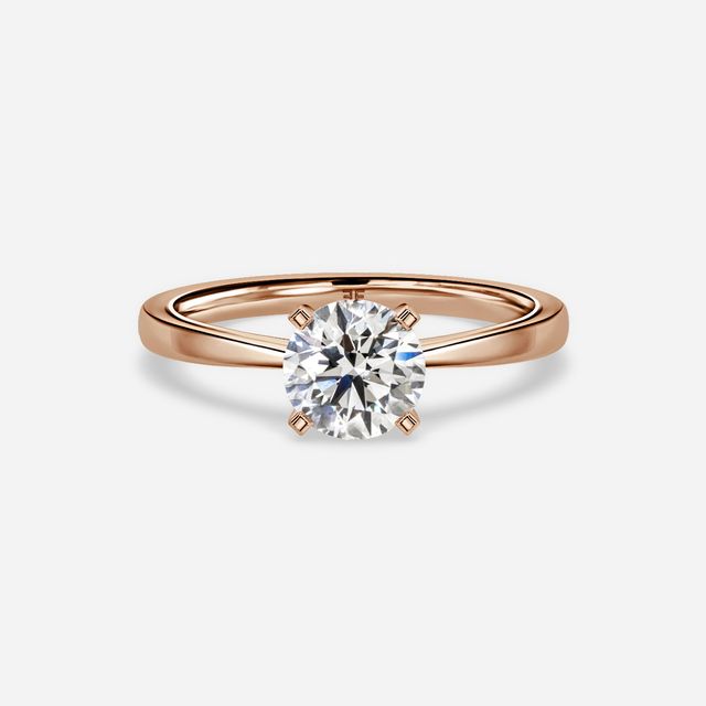 Firefly Solitaire Rose Gold Pavé Band Bridal Set Engagement Ring