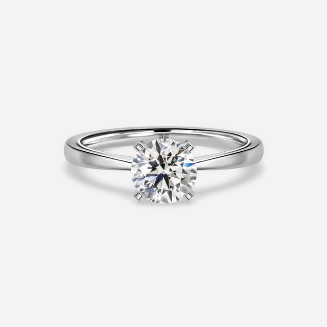 Firefly Solitaire White Gold Plain Band Bridal Set Engagement Ring