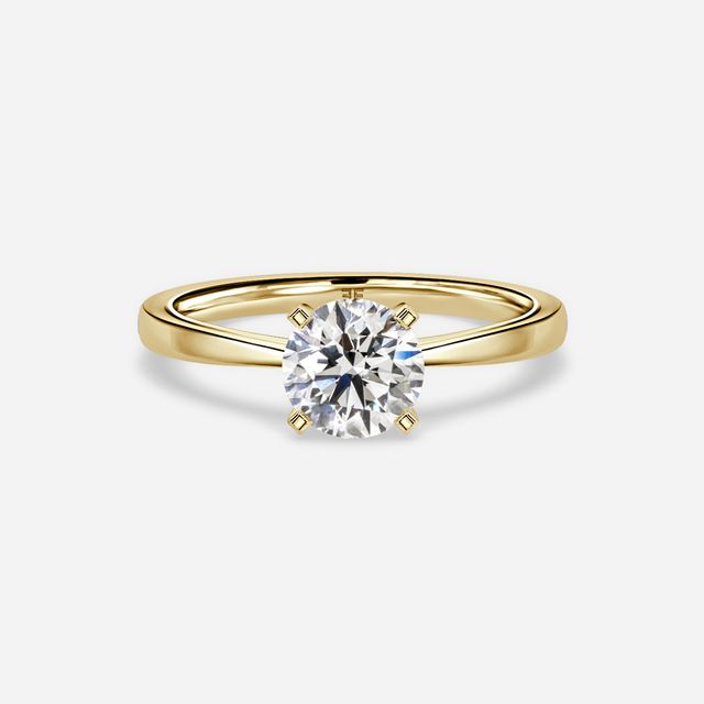 Firefly Solitaire Yellow Gold Pavé Band Bridal Set Engagement Ring