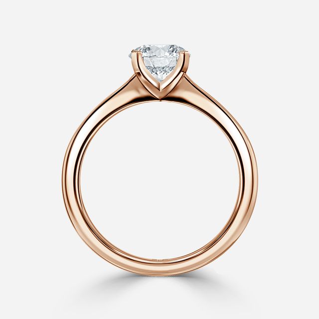Firefly Solitaire Rose Gold Pavé Band Bridal Set Engagement Ring