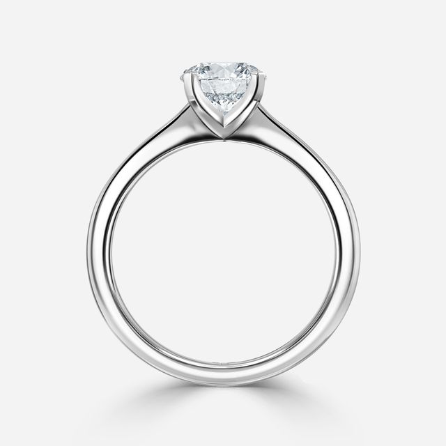 Firefly Solitaire White Gold Plain Band Bridal Set Engagement Ring