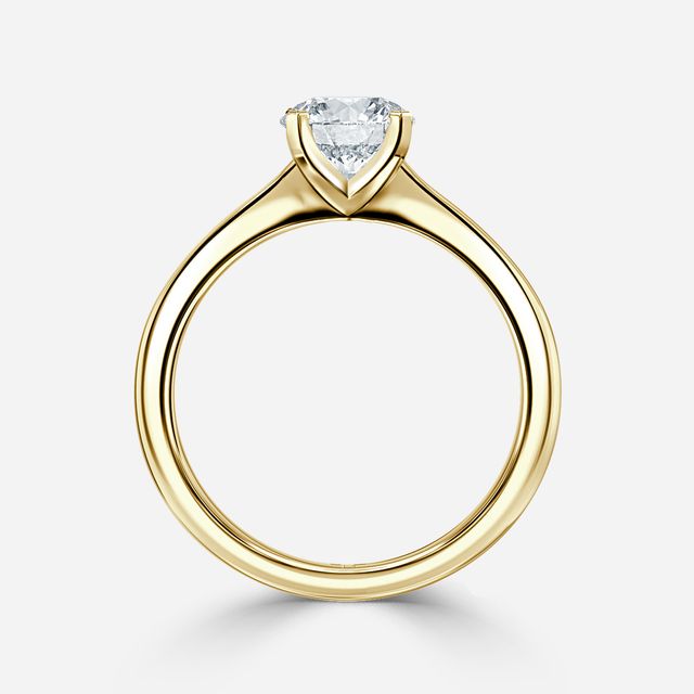 Firefly Solitaire Yellow Gold Pavé Band Bridal Set Engagement Ring