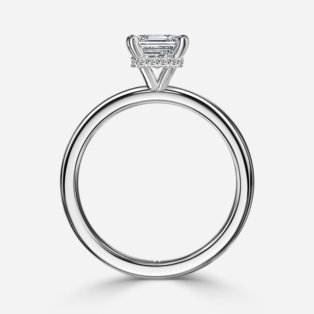 Samara Plain Band White Gold Hidden Halo Engagement Ring