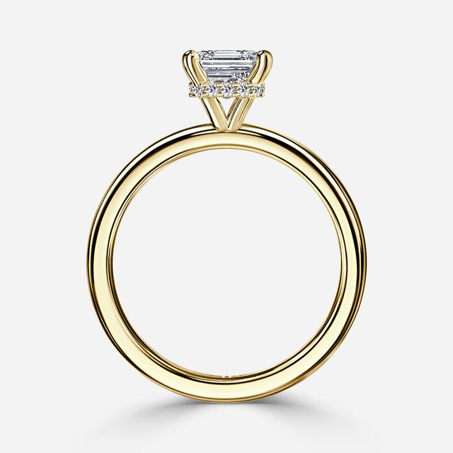 Samara Plain Band Yellow Gold Hidden Halo Engagement Ring