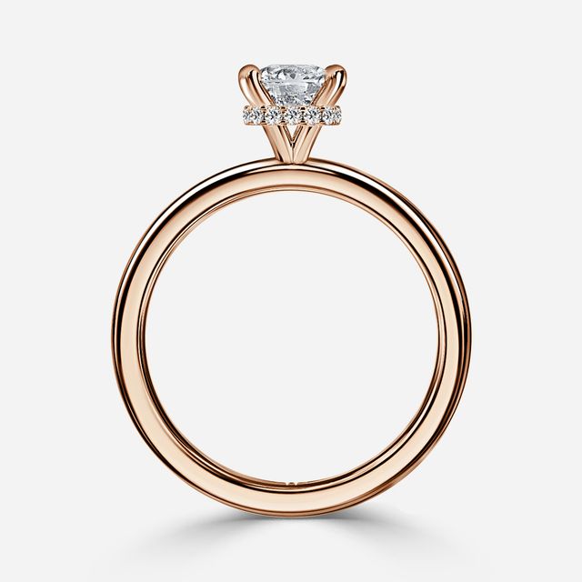Samara Plain Band Rose Gold Hidden Halo Engagement Ring