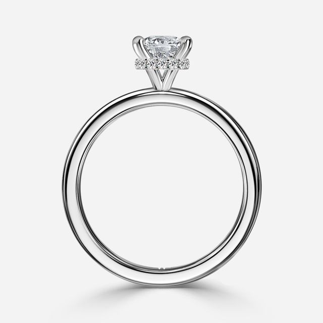 Samara Plain Band White Gold Hidden Halo Engagement Ring
