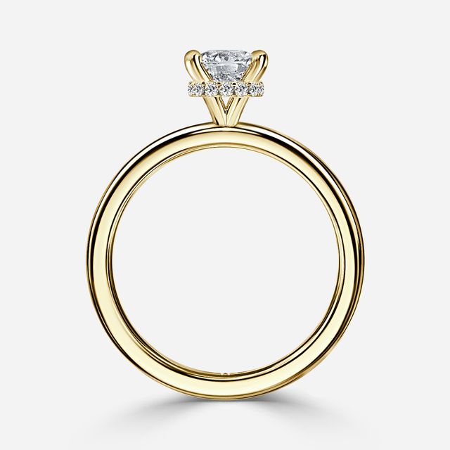 Samara Plain Band Yellow Gold Hidden Halo Engagement Ring