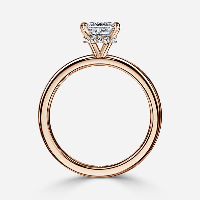 Samara Plain Band Rose Gold Hidden Halo Engagement Ring