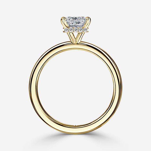 Samara Plain Band Yellow Gold Hidden Halo Engagement Ring