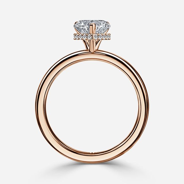 Samara Plain Band Rose Gold Hidden Halo Engagement Ring