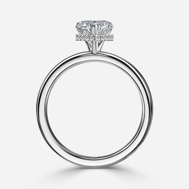 Samara Plain Band White Gold Hidden Halo Engagement Ring