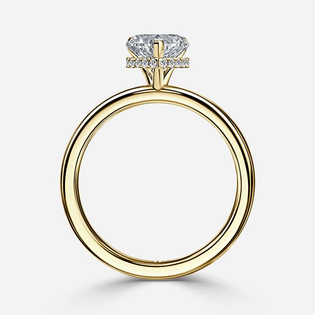 Samara Plain Band Yellow Gold Hidden Halo Engagement Ring