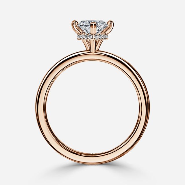 Samara Plain Band Rose Gold Hidden Halo Engagement Ring