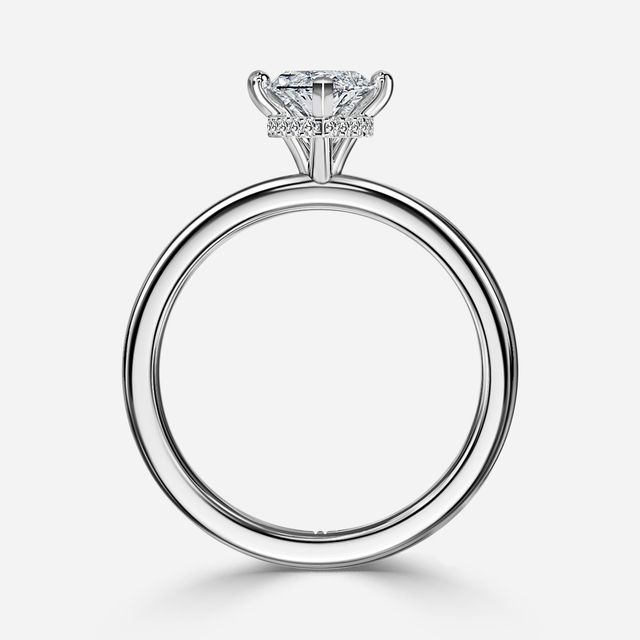 Samara Plain Band White Gold Hidden Halo Engagement Ring