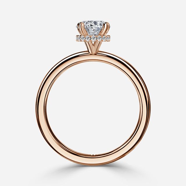 Samara Plain Band Rose Gold Hidden Halo Engagement Ring