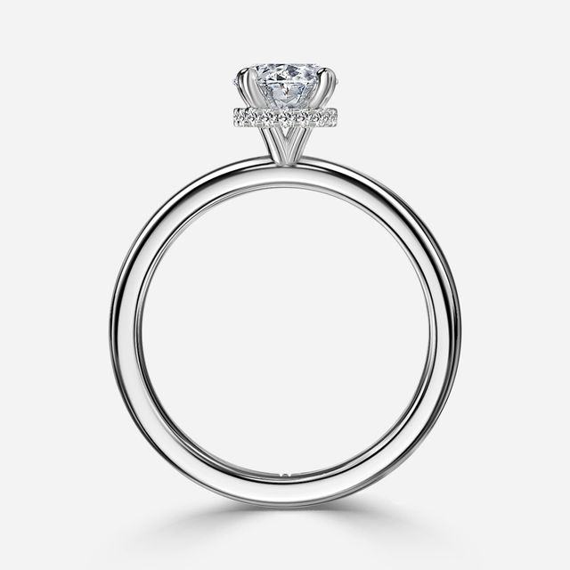 Samara Plain Band White Gold Hidden Halo Engagement Ring