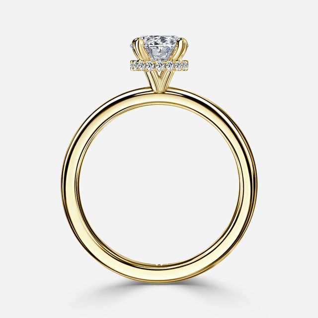 Samara Plain Band Yellow Gold Hidden Halo Engagement Ring