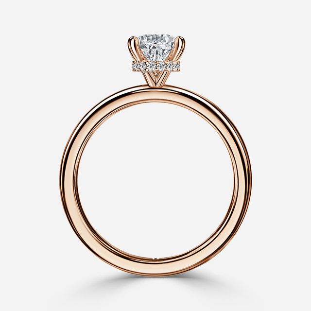 Samara Plain Band Rose Gold Hidden Halo Engagement Ring