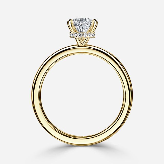 Samara Plain Band Yellow Gold Hidden Halo Engagement Ring