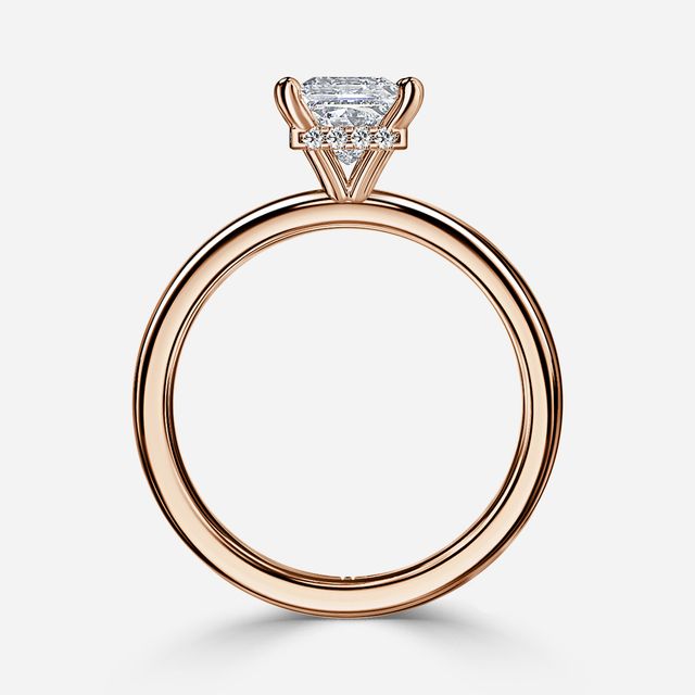 Samara Plain Band Rose Gold Hidden Halo Engagement Ring