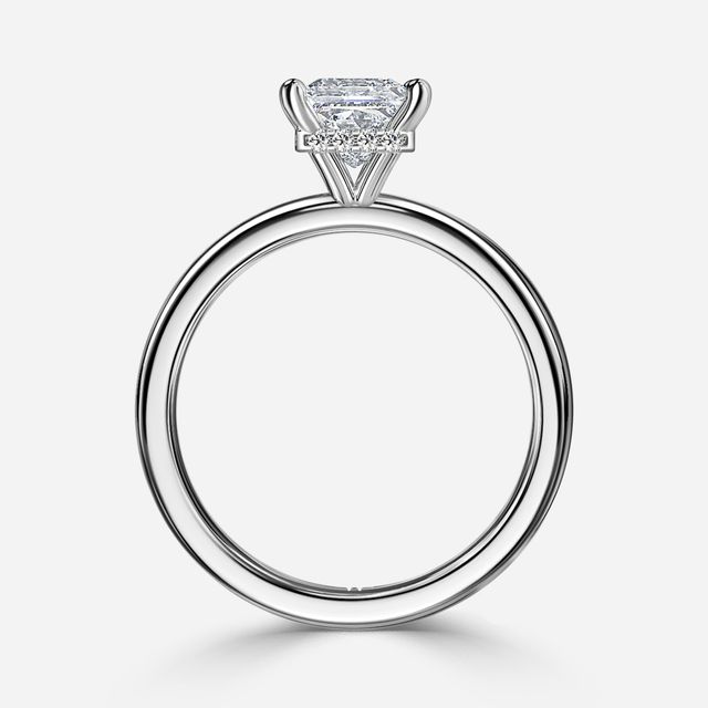 Samara Plain Band White Gold Hidden Halo Engagement Ring