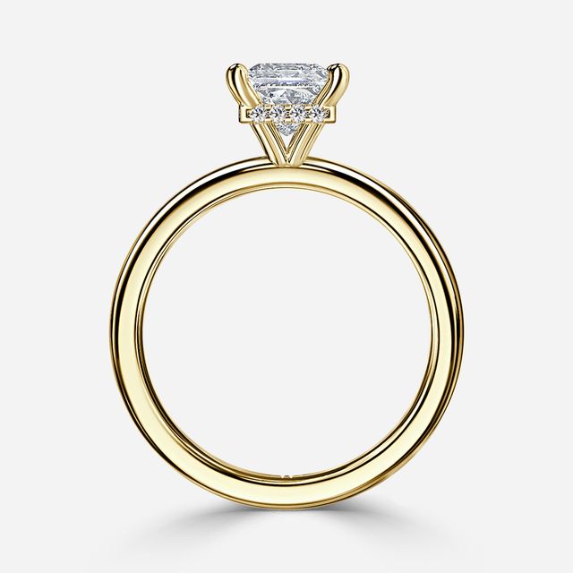 Samara Plain Band Yellow Gold Hidden Halo Engagement Ring