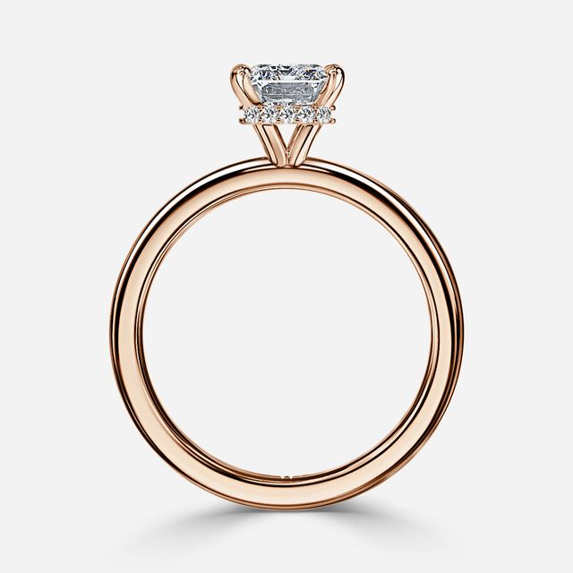 Samara Plain Band Rose Gold Hidden Halo Engagement Ring