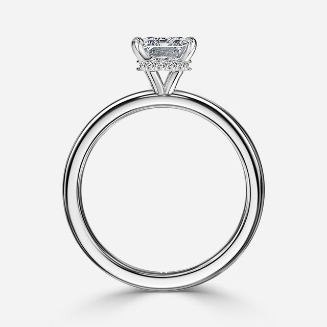 Samara Plain Band Platinum Hidden Halo Engagement Ring
