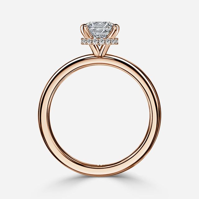 Samara Plain Band Rose Gold Hidden Halo Engagement Ring