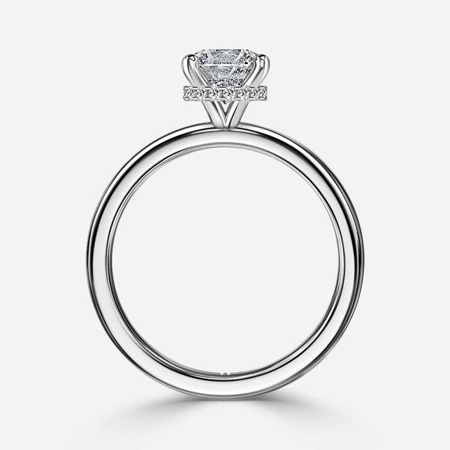 Samara Plain Band White Gold Hidden Halo Engagement Ring