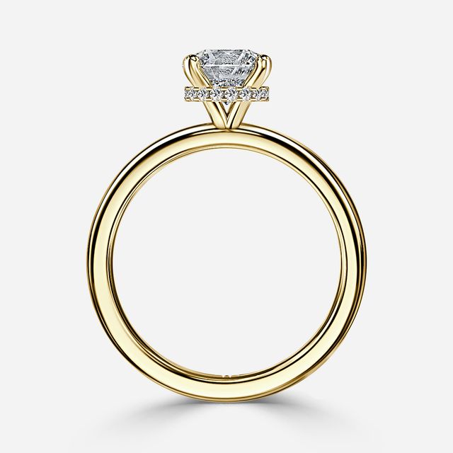 Samara Plain Band Yellow Gold Hidden Halo Engagement Ring
