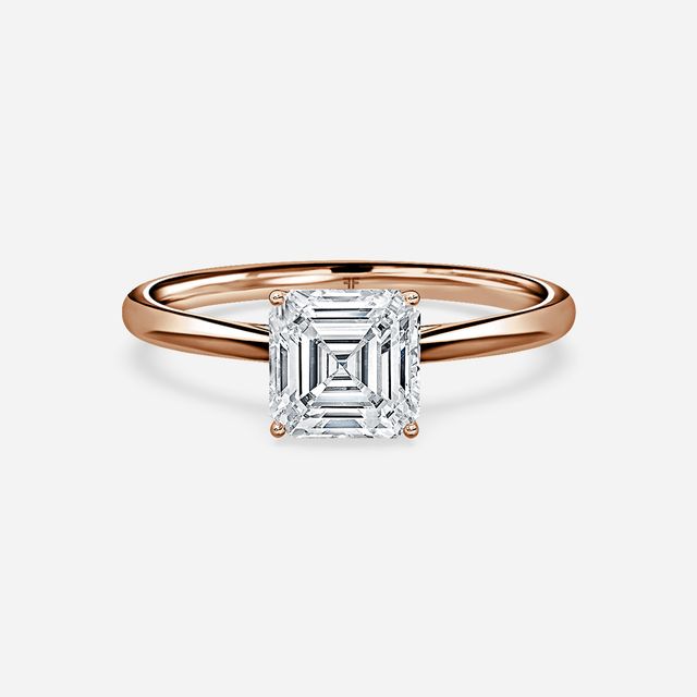 Jessie Solitaire Rose Gold Pavé Band Bridal Set Engagement Ring