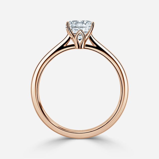 Jessie Solitaire Rose Gold Pavé Band Bridal Set Engagement Ring