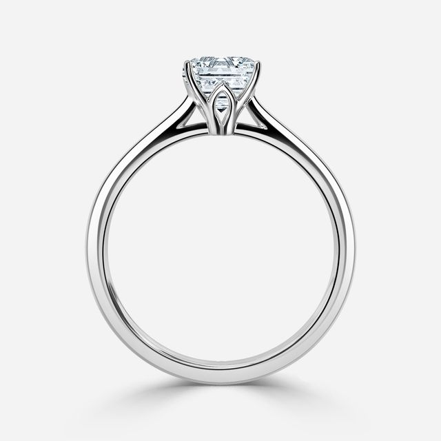 Jessie Solitaire Platinum Pavé Band Bridal Set Engagement Ring