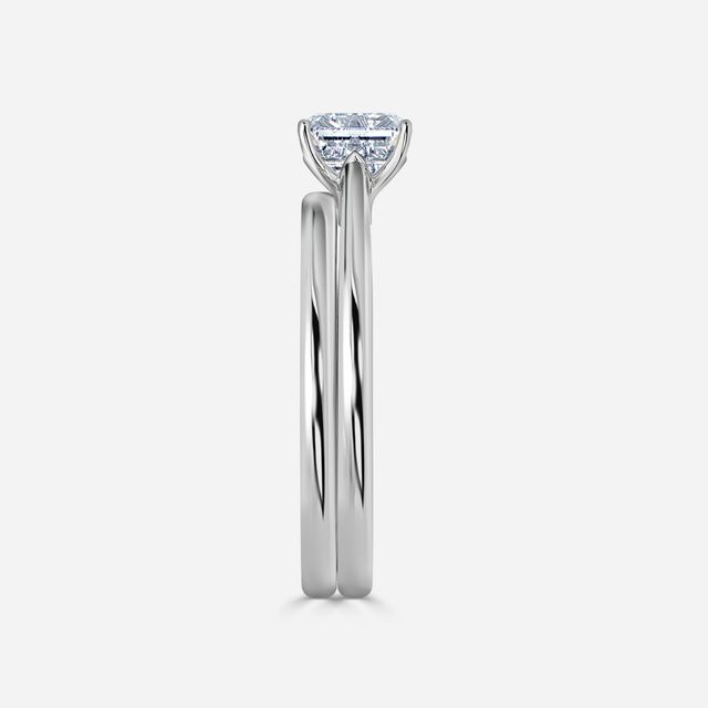Jessie Solitaire Platinum Plain Band Bridal Set Engagement Ring
