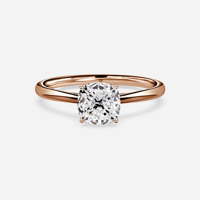 Jessie Solitaire Rose Gold Pavé Band Bridal Set Engagement Ring
