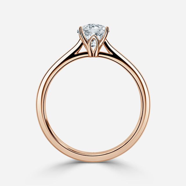 Jessie Solitaire Rose Gold Pavé Band Bridal Set Engagement Ring
