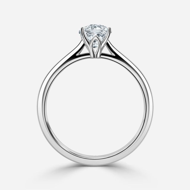 Jessie Solitaire Platinum Plain Band Bridal Set Engagement Ring