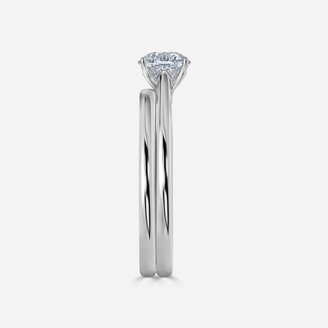 Jessie Solitaire Platinum Plain Band Bridal Set Engagement Ring